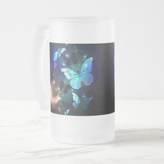 Schmetterling Mattglas Bierglas (Vorderseite Links)