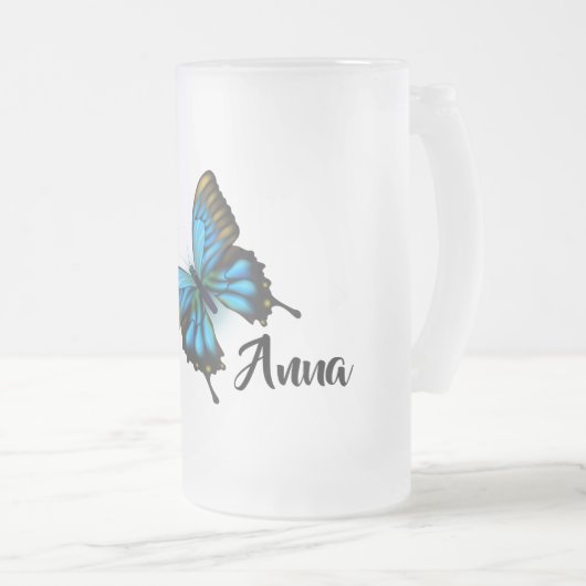 Schmetterling Mattglas Bierglas (VorderseiteRechts)