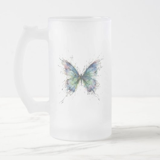 Schmetterling Mattglas Bierglas (Links)