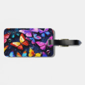 Schmetterling, mehrfarbiges Chrom, bunte Schuhe Gepäckanhänger (Rückseite horizontal)