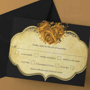 Schmetterling Metallic Gold Herz Gold und Schwarz RSVP Karte