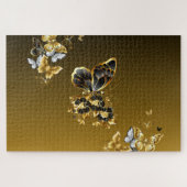 Schmetterling Midnight Gold – Botanischer Glanz Puzzle (Horizontal)