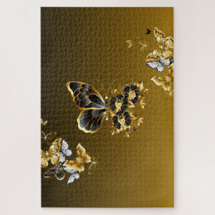 Schmetterling Midnight Gold – Botanischer Glanz Puzzle