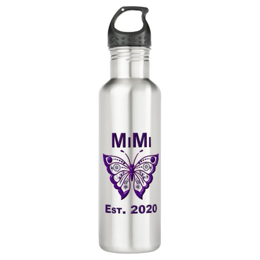 Schmetterling Mimi "Est 2020" Edelstahlflasche (Vorderseite)