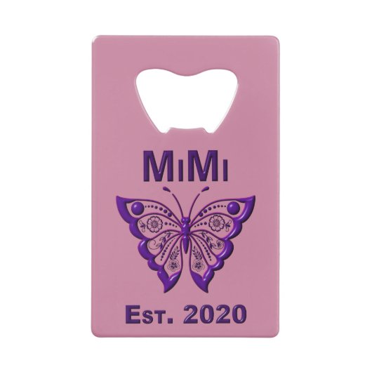 Schmetterling Mimi "Est 2020" Geldbeutel Flaschenöffner (Vorderseite)