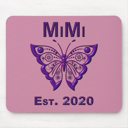 Schmetterling Mimi "Est 2020" Mousepad (Vorne)