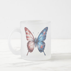 Schmetterling mit amerikanischer Flagge Mattglastasse