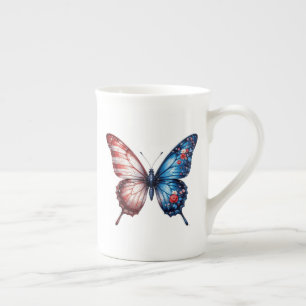 Schmetterling mit amerikanischer Flagge Porzellantasse