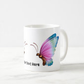 Schmetterling mit bearbeitbarem Text Kaffeetasse (VorderseiteRechts)