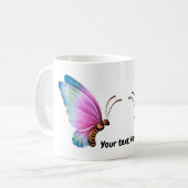 Schmetterling mit bearbeitbarem Text Kaffeetasse (Vorderseite Links)