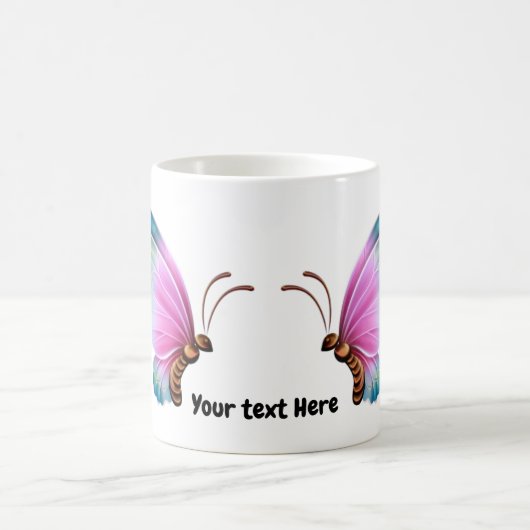 Schmetterling mit bearbeitbarem Text Kaffeetasse (Mittel)