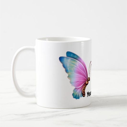 Schmetterling mit bearbeitbarem Text Kaffeetasse (Links)