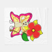 Schmetterling mit Blume Fleecedecke (Vorderseite (Horizontal))