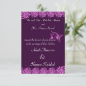 Schmetterling mit Blume(Henna)(Rosa) Einladung (Stehend Vorderseite)