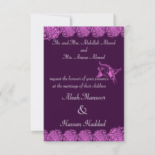 Schmetterling mit Blume(Henna)(Rosa) Einladung