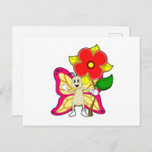 Schmetterling mit Blume Postkarte (Vorne/Hinten)