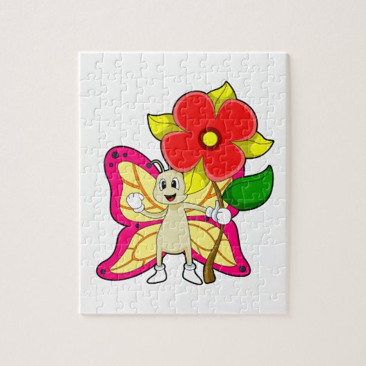 Schmetterling mit Blume Puzzle (Vertikal)