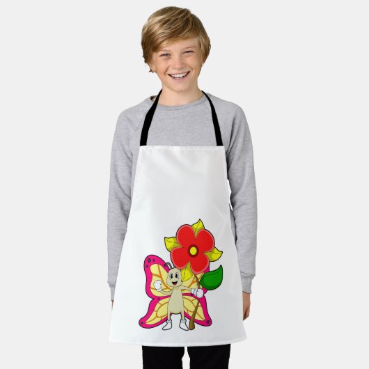 Schmetterling mit Blume Schürze (Getragen)