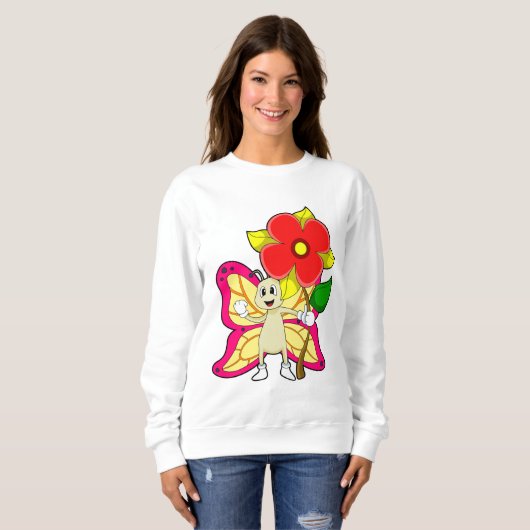 Schmetterling mit Blume Sweatshirt (Vorne ganz)