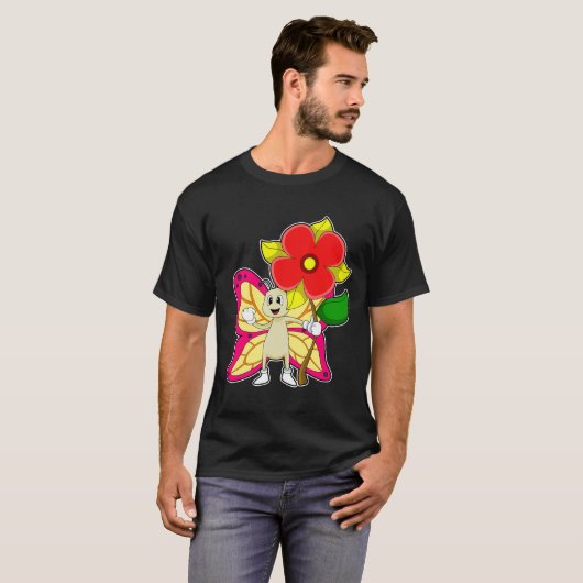 Schmetterling mit Blume T-Shirt (Vorne ganz)