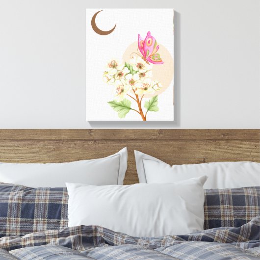 Schmetterling mit Blume - überzogene Leinwand (Insitu (Schlafzimmer))