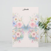 Schmetterling mit Blumen Briefpapier (Stehend Vorderseite)
