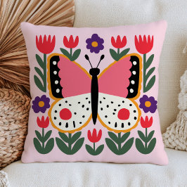 Schmetterling mit Blumen Elegantes Botanisches Ins Kissen