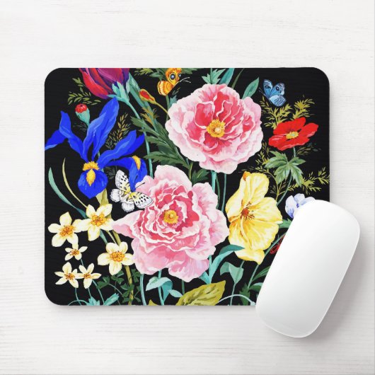 Schmetterling mit Blumen Mousepad (Mit Mouse)