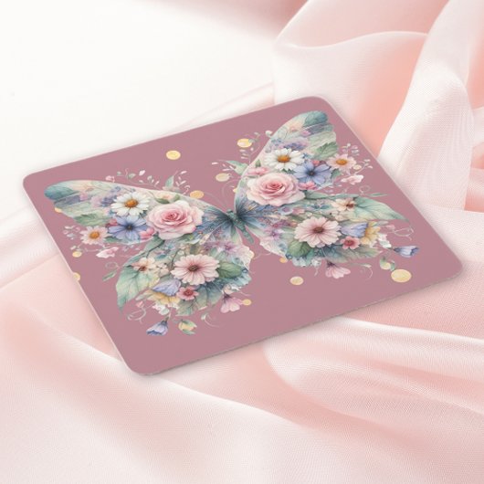 Schmetterling mit Blumenmuster Rechteckiger Pappuntersetzer