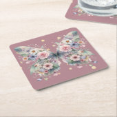 Schmetterling mit Blumenmuster Rechteckiger Pappuntersetzer (angewinkelt)