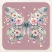 Schmetterling mit Blumenmuster Rechteckiger Pappuntersetzer (Vorderseite)