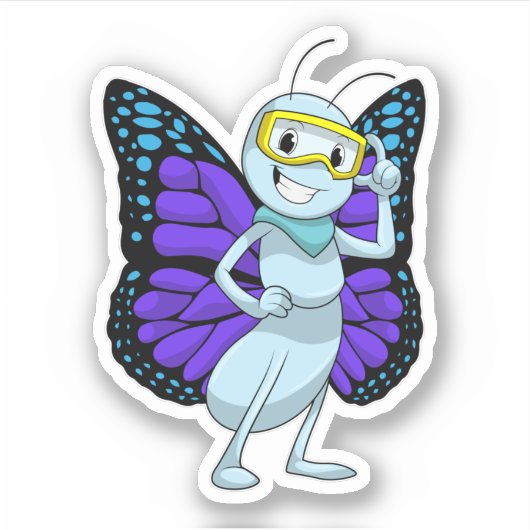 Schmetterling mit Brille Aufkleber (Vorderseite)