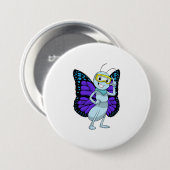 Schmetterling mit Brille Button (Vorne & Hinten)