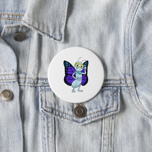 Schmetterling mit Brille Button (Beispiel)