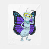 Schmetterling mit Brille Fleecedecke (Vorderseite)
