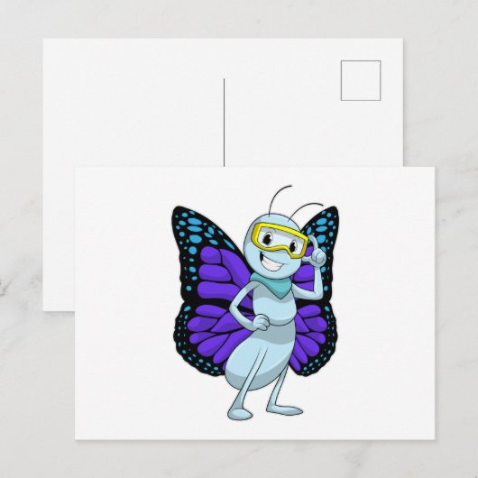 Schmetterling mit Brille Postkarte (Vorne/Hinten)