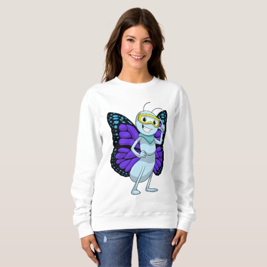 Schmetterling mit Brille Sweatshirt (Vorne ganz)