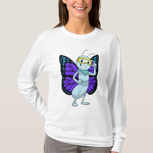Schmetterling mit Brille T-Shirt (Vorderseite)