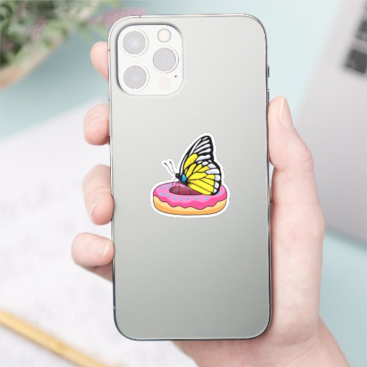 Schmetterling mit Donut Aufkleber (Telefon)
