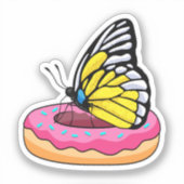 Schmetterling mit Donut Aufkleber (Vorderseite)