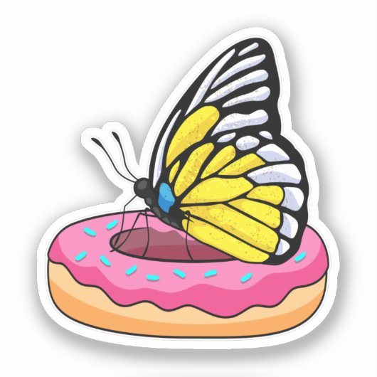 Schmetterling mit Donut Aufkleber (Vorderseite)