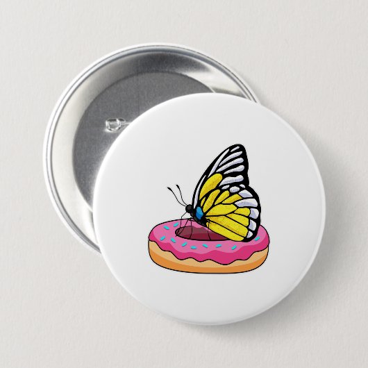 Schmetterling mit Donut Button (Vorne & Hinten)