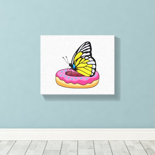 Schmetterling mit Donut Leinwanddruck (Insitu (Holzboden))