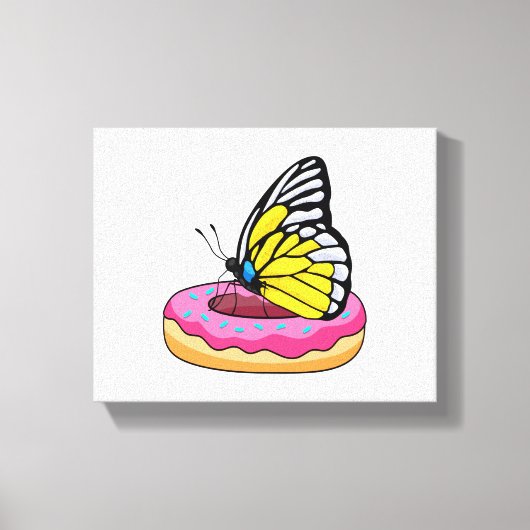 Schmetterling mit Donut Leinwanddruck (Vorderseite)