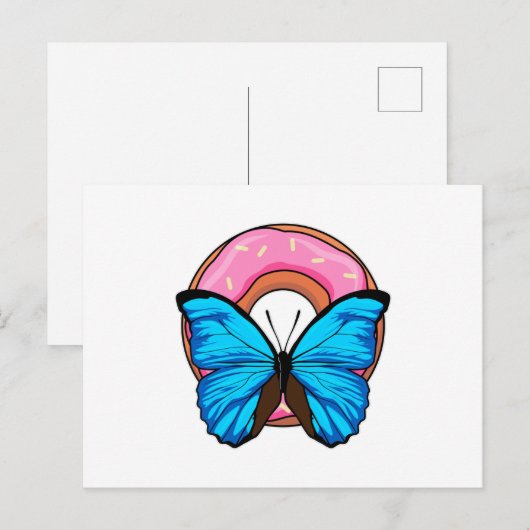 Schmetterling mit Donut Postkarte (Vorne/Hinten)