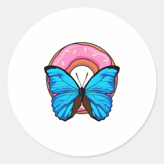Schmetterling mit Donut Runder Aufkleber (Vorderseite)