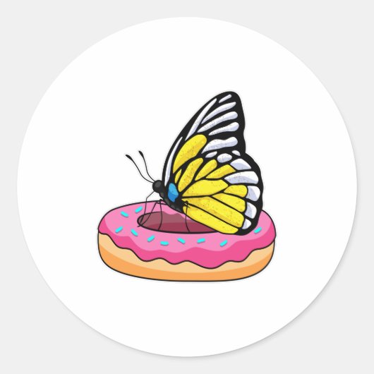 Schmetterling mit Donut Runder Aufkleber (Vorderseite)