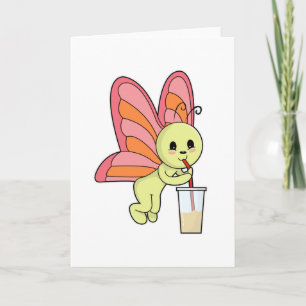 Schmetterling mit Drink & Drink Stroh Karte