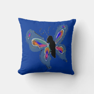 Schmetterling mit fett blauem Hintergrund Kissen
