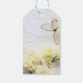 Schmetterling mit Frühlingsblumen Geschenkanhänger (Rückseite)